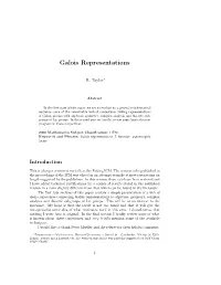 Galois Representations