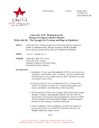 University of St. Thomas Presents Morgan Tsvangirai and Roy Bennett Walk with Me: ‘The Struggle for Freedom and Hope in Zimbabwe’