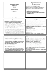 Computermusik Vorlesung WS 18 Organisatorisches