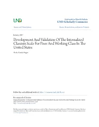 Development and Validation of the Internalized Classism Scale for Poor and Working Class in the United States