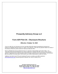 Form ADV Part 2A – Disclosure Brochure