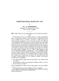 Herpetological Notes Xiv-Xvi