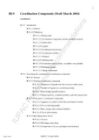 IR-9 Coordination Compounds (Draft March 2004)