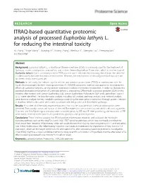 ITRAQ-Based Quantitative Proteomic Analysis of Processed Euphorbia Lathyris L