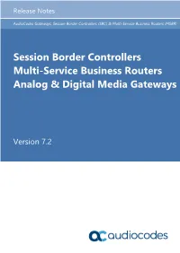 SBC-Gateway-MSBR Series Release Notes Ver