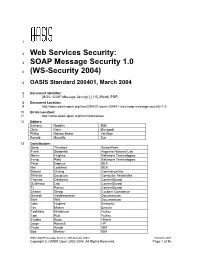 Web Services Security: SOAP Message Security 1.0
