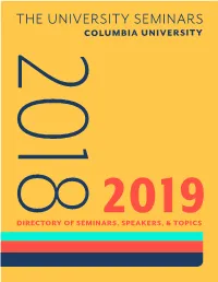 20182019 Directory of Seminars, Speakers, & Topics Tabletable of Contentsof Contents