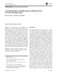 Assessing the Impact and Effectiveness of Hearing Voices Network Self-Help Groups