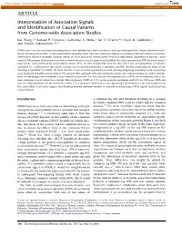 Interpretation of Association Signals and Identification of Causal Variants from Genome-Wide Association Studies