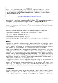 Investigating Peak Cavern, Castleton, Derbyshire, UK: Integrating Cave Survey, Geophysics, Geology and Archaeology to Create a 3D Digital CAD Model