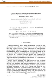 On the Nonlinear Complementarity Problem