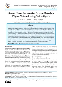 Smart Home Automation System Based on Zigbee Network Using