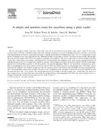 A Simple and Sensitive Assay for Ascorbate Using a Plate Reader