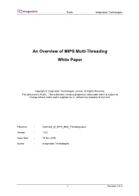 An Overview of MIPS Multi-Threading White Paper