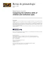 Comparing the Imitative Skills of Children and Nonhuman Apes