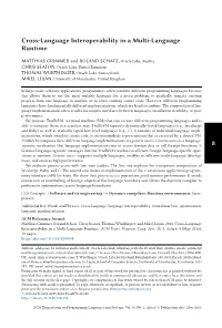 Cross-Language Interoperability in a Multi-Language Runtime
