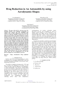 Drag Reduction in an Automobile by Using Aerodynamic Shapes