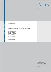 Field Experiments in Strategy Research IZA DP No