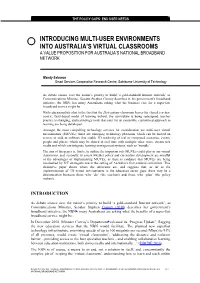 Introducing Multi-User Environments Into Australia's Virtual Classrooms