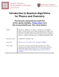 Introduction to Quantum Algorithms for Physics and Chemistry