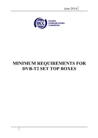 Minimum Requirements for Dvb-T2 Set Top Boxes
