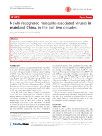 Newly Recognized Mosquito-Associated Viruses in Mainland China, in the Last Two Decades Hong Liu†, Xiaoyan Gao†, Guodong Liang*