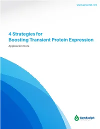 4 Strategies for Boosting Transient Protein Expression Application Note Application Note