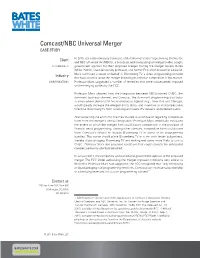 Comcast/NBC Universal Merger CASE STUDY