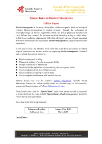 Journal of Electromagnetic Analysis and Applications Special Issue on Bioelectromagnetics