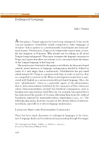 Making a Case for Tongan As an Endangered Language