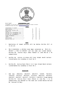 NOTE 1. Mentioning of Urgent Matters Will Be Before Hon'ble DB-I at 10.30 A.M