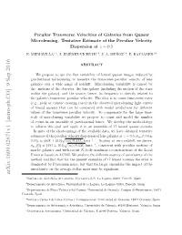 Peculiar Transverse Velocities of Galaxies from Quasar Microlensing