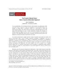 The Puzzle of Media Power: Notes Toward a Materialist Approach