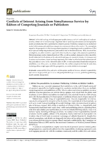 Conflicts of Interest Arising from Simultaneous Service by Editors Of