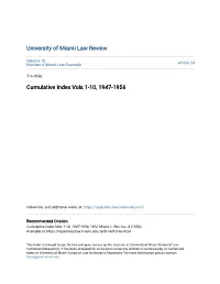 Cumulative Index Vols 1-10, 1947-1956