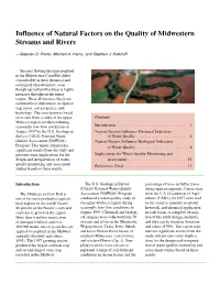 Influence of Natural Factors on the Quality of Midwestern Streams and Rivers