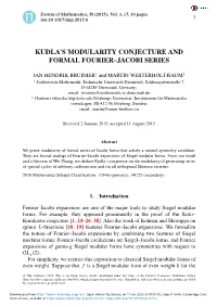 Kudla's Modularity Conjecture and Formal