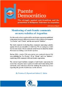 Monitoring of Anti-Semite Comments on News Websites of Argentina