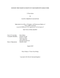 Sensory Processing in Body-Focused Repetitive Behaviors