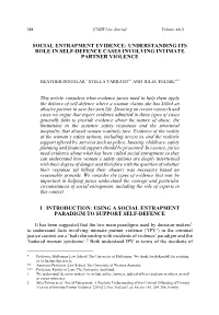 Social Entrapment Evidence: Understanding Its Role in Self-Defence Cases Involving Intimate Partner Violence