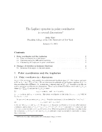 The Laplace Operator in Polar Coordinates in Several Dimensions∗