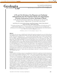 U-Pb and Sm-Nd Data of the Rhyacian and Statherian Orthogneisses From