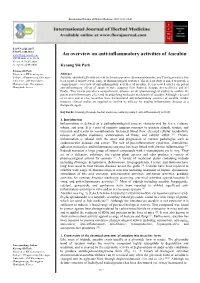 An Overview on Anti-Inflammatory Activities of Aucubin IJHM 2020; 8(4): 45-48 Received: 18-05-2020 Accepted: 22-06-2020 Kyoung Sik Park