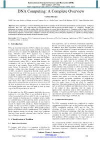 DNA Computing: a Complete Overview