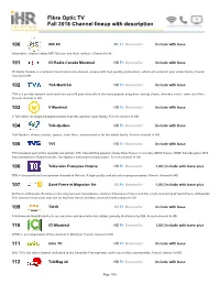 Fibre Optic TV Fall 2018 Channel Lineup with Description