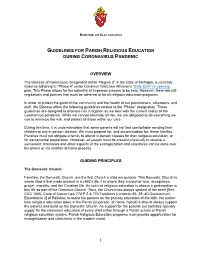 Guidelines for Religious Education Classes During Covid