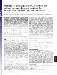 Methods for Strand-Specific DNA Detection with Cationic Conjugated Polymers Suitable for Incorporation Into DNA Chips and Microarrays