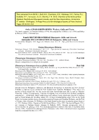 Order CHARADRIIFORMES: Waders, Gulls and Terns Family