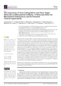 The Expression of Non-Coding Rnas and Their Target Molecules in Rheumatoid Arthritis