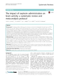 The Impact of Oxytocin Administration on Brain Activity: a Systematic Review and Meta-Analysis Protocol Daniel S